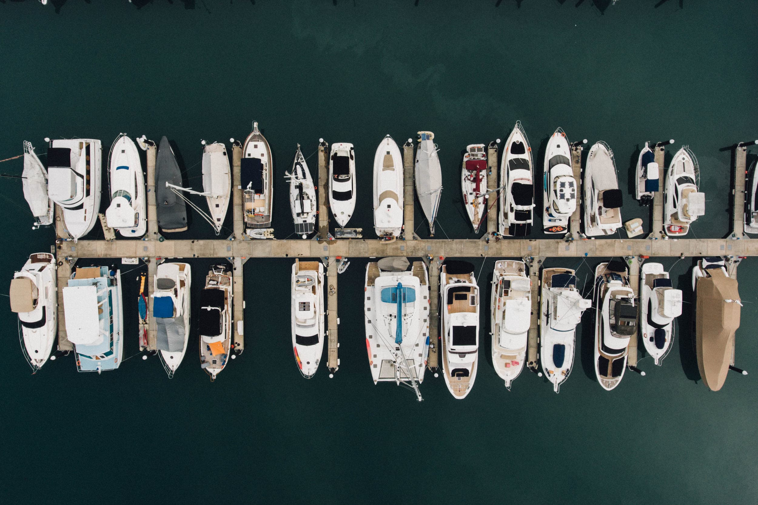 An aerial view of the marina at Kona Kai