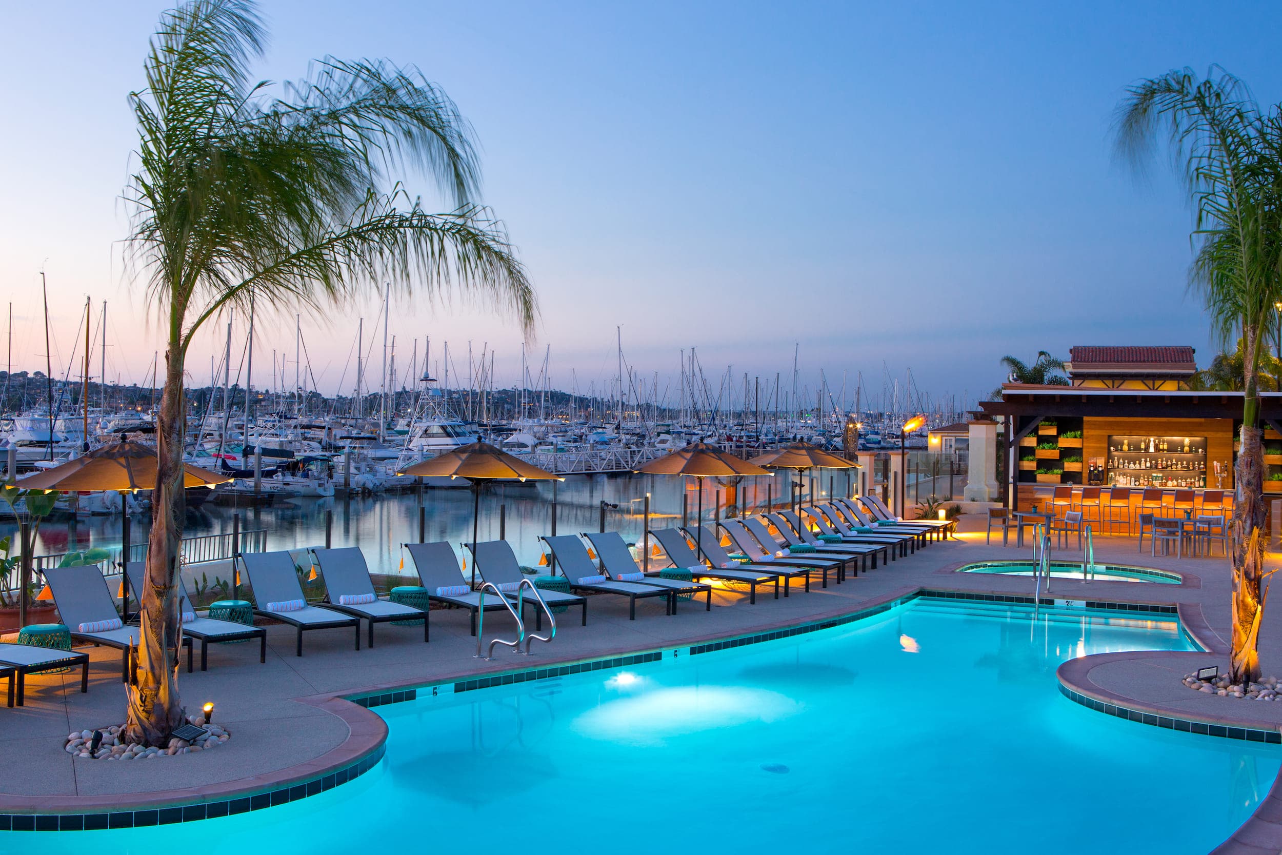 The Paloma Pool in the evening